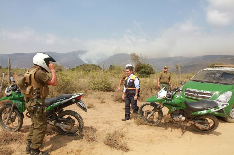 UN CENTENAR DE BRIGADISTAS, MAQUINARIA PESADA Y UN HELICÓPTERO LANZA AGUA TRABAJAN PARA CONTENER INCENDIO FORESTAL DE LOS VILOS