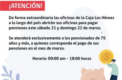 Pensionados del IPS de 75 y más años: sucursales de pago Los Héroes abiertas el fin de semana