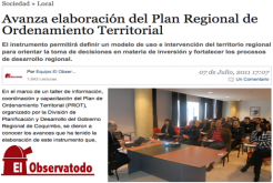 Avanza elaboración del Plan Regional de Ordenamiento Territorial