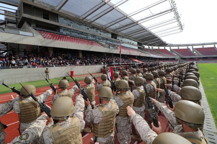 REGIMIENTO COQUIMBO TOMA JURAMENTO A LA BANDERA A 246 SOLDADOS EN EL ESTADIO LA PORTADA