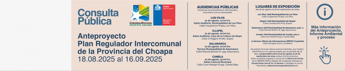 Banner Anteproyecto Plan Regulador Intercomunal CHOAPA